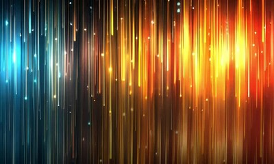 Poster - Dynamic vertical lines of glowing light, transitioning from cool blue to warm orange