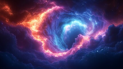 Wall Mural - a mesmerizing fusion of swirling neon waves and iridescent crystalline structures, glowing with vibr