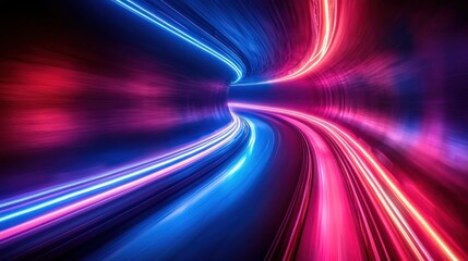 Fototapete - Neon tunnel speed effect