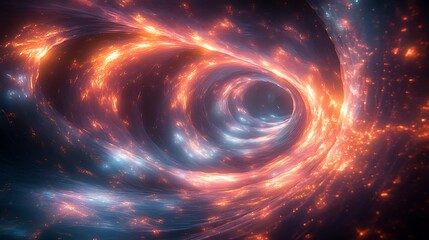 Wall Mural - a mesmerizing tunnel of translucent, glowing ribbons weaving through a dark ether, forming an ever-s