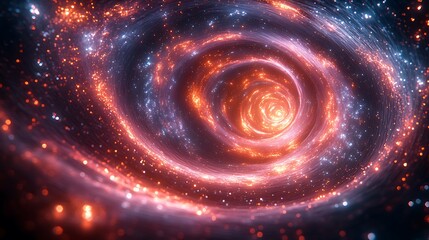 Wall Mural - a mesmerizing vortex of glowing silk-like threads, weaving a galactic tapestry of motion and depth, 