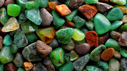 Poster - Exploring the beauty of jade stones in vibrant hues and unique shapes for artistic creations
