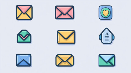 Poster - Vector illustration of email icons messages envelopes communication graphic design element for website and app