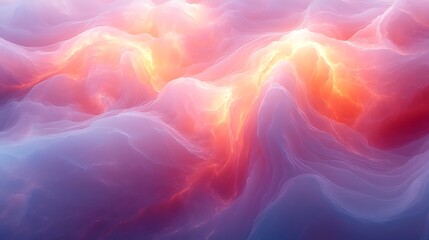Wall Mural - a prismatic explosion of soft pastel waves, forming a surreal marble-like texture with infinite dept