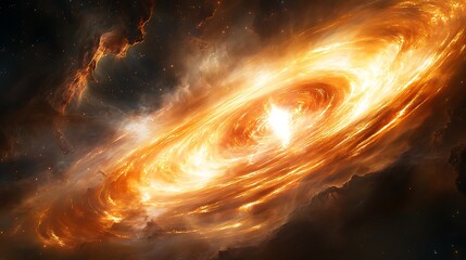 Wall Mural - a radiant, pulsating star core, encased within layers of swirling golden plasma tendrils, emitting e