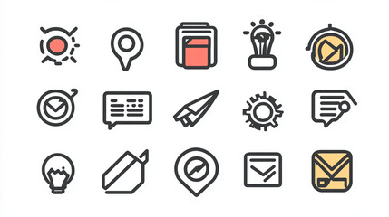 Poster - Vector icons set for business marketing and strategy concept with creative design elements for web usage