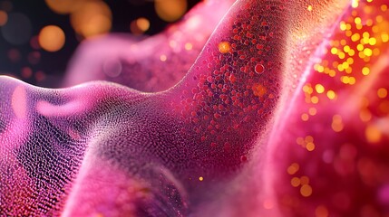 Fototapete - Colorful, abstract wave-like textures with sparkling light effects and gradients of pink and purple creating a dreamy, vibrant atmosphere