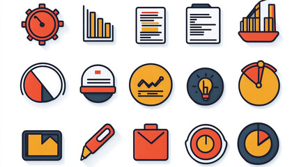 Poster - Business data analysis and reporting icons for dashboard and presentation vector illustration set design