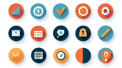 Poster - Flat design icon set vector illustration for web and mobile app user interface design elements set 100