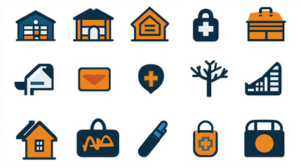 Poster - Vector icons set collection for business and medical concept design element graphic illustration 100