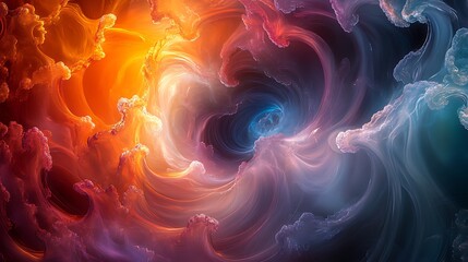 Wall Mural - a shifting vortex of transparent energy waves, blending colors seamlessly into an infinite spiral of