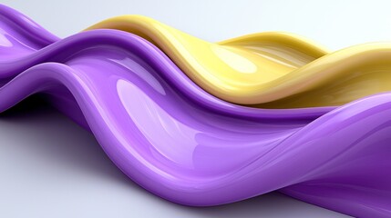 Fototapete - Abstract wavy shapes in vibrant purple and yellow