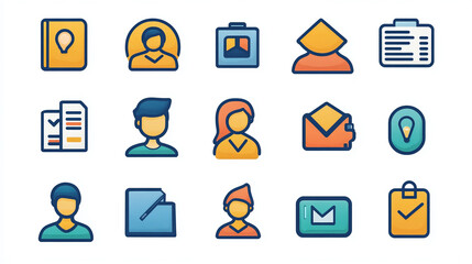 Poster - Collection of business icons vector illustration featuring user profile and document symbols design set icons