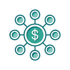 Poster - Crowdfunding Icon with Dollar Sign on Circular Design  