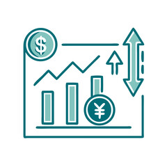 Poster - Exchange Rate Analysis Chart with Currency Symbols and Trends  