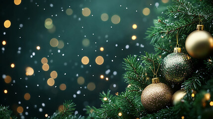 Poster - Christmas tree ornaments background holiday season winter celebration festive decoration christmas wallpaper