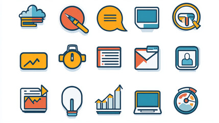 Poster - Icon set for business and marketing vector illustration design elements and symbols for website ui kit