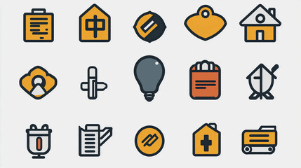 Poster - Vector icons set illustration graphic design elements symbols clip art collection isolated on white art