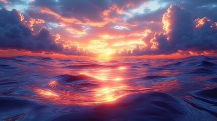 Wall Mural - a surreal horizon where the sky melts into waves of liquid light, forming a mesmerizing spectrum of 
