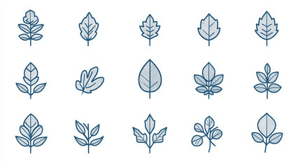 Poster - Assorted leaf vector icons graphic design elements for nature botanical plant tree illustration set of leaves