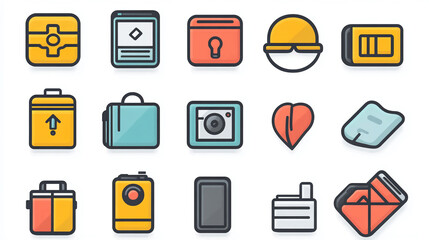 Fototapete - Vector icons set collection of flat design style illustrations for ui ux design and mobile application 100