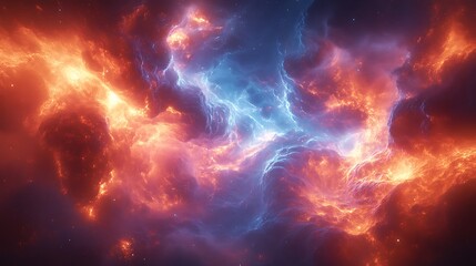 Wall Mural - a vibrant energy storm made of fluid, electric plasma, surging in every direction with unpredictable