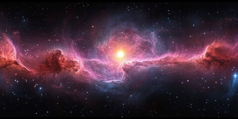 Wall Mural - Cosmic Nebula with Ethereal Gases and Bright Star Surrealism