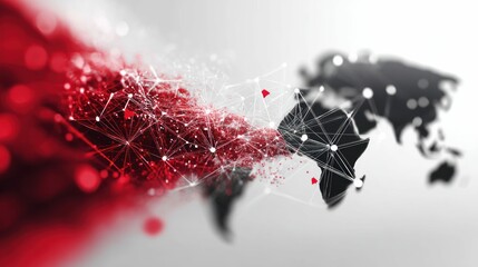 Poster - creative digital representation of a global network, connecting the world through abstract data.