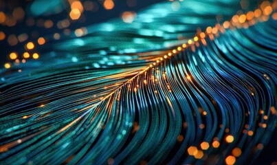 Poster - Abstract flowing blue and orange lines create a mesmerizing, modern and dynamic background.