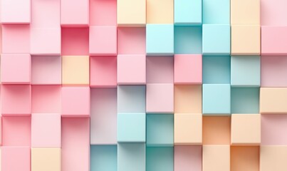 Poster - An aesthetic composition of pastel colored cubes arranged in an abstract geometric pattern.