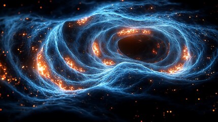 Wall Mural - an intricate tapestry of bioluminescent veins weaving through a dark abyss, pulsating with an organi