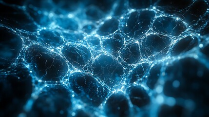 Wall Mural - an intricate web of electric-blue lightning frozen in time, suspended in mid-air like a delicate gla