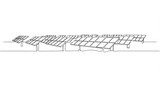 Minimalist solar farm line drawing showcasing renewable energy and sustainability