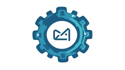 Poster - Gear Icon with Email Symbol Technology and Communication Concept for Business and Web Design