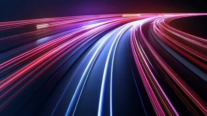 Poster - vibrant and colorful light trails dynamic motion of energy in abstract design with bright pink hues 