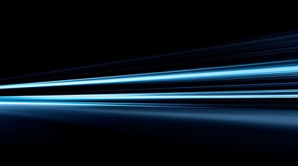 Poster - Abstract Blue Light Trails Dynamic Speed Motion Blur Night Photography Dark Background Futuristic Technology Design Modern Graphic Art Digital Image  