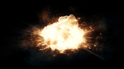 Poster - This stunning artwork features a radiant white explosion with impressive ray and lens flare effects against a deep black backdrop, creating striking visuals that leave a lasting impression