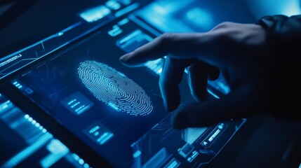 Poster - Delve into cuttingedge biometric technology that ensures secure access to online platforms, utilizing sophisticated fingerprint scanning methods and robust data protection measures