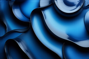 Aufkleber - glossy, smooth, blue abstract shapes flow and curve, creating a dynamic and modern visual texture wi