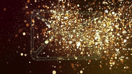 Poster - Gold particles forming envelope shape on dark background with animation effect