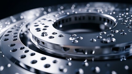 Poster - Precise Metal Engineering Parts Detailed Circular Machine Components Industrial Technology High Resolution Manufacturing Product Design Mechanical Engineering Steel Polished Surface Engineering Design