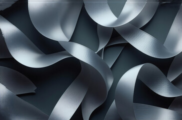Aufkleber - silvery ribbons gracefully twist and turn across a deep gray backdrop. the ribbons create a flowing,