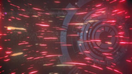 Poster - Animation of futuristic digital interface with red light streaks in school