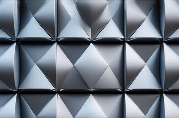 Poster - geometric pattern of raised square tiles creates a dimensional, pyramid-like texture. grey and white