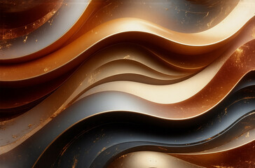 Aufkleber - Abstract waves in shades of brown, beige, and grey create a flowing, elegant, and modern design. The smooth, curved forms evoke a sense of movement and depth.