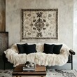© Thymezz - Cozy Bohemian Living Room Decor with Rug of excellence in splendor beyond compare with grace