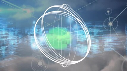 Aufkleber - processing data, digital network connections animate over abstract technology background