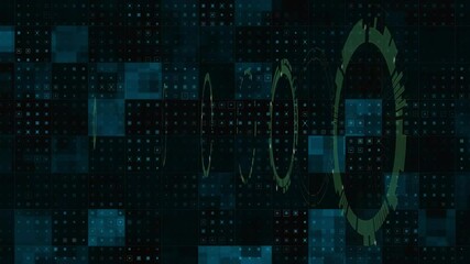 Poster - Animation of geometric patterns and circular elements for digital data processing