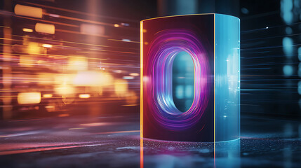 Poster - Dynamic neon display virtual studio digital art futuristic environment close-up viewpoint innovative concept