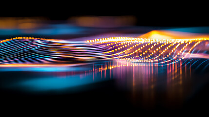 Poster - Dynamic light waves and colors abstract digital art studio environment vibrant visuals modern concept